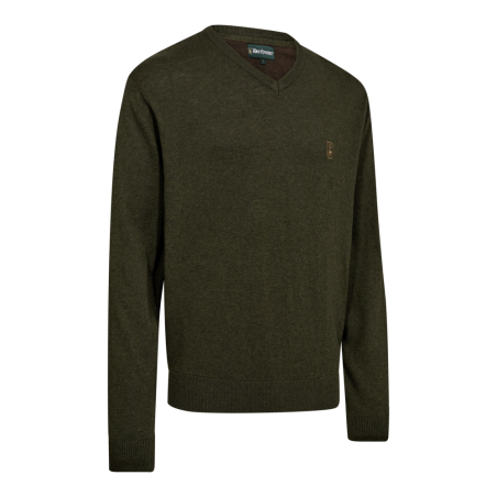 Harrington V-Neck Knit – sweter myśliwski merino